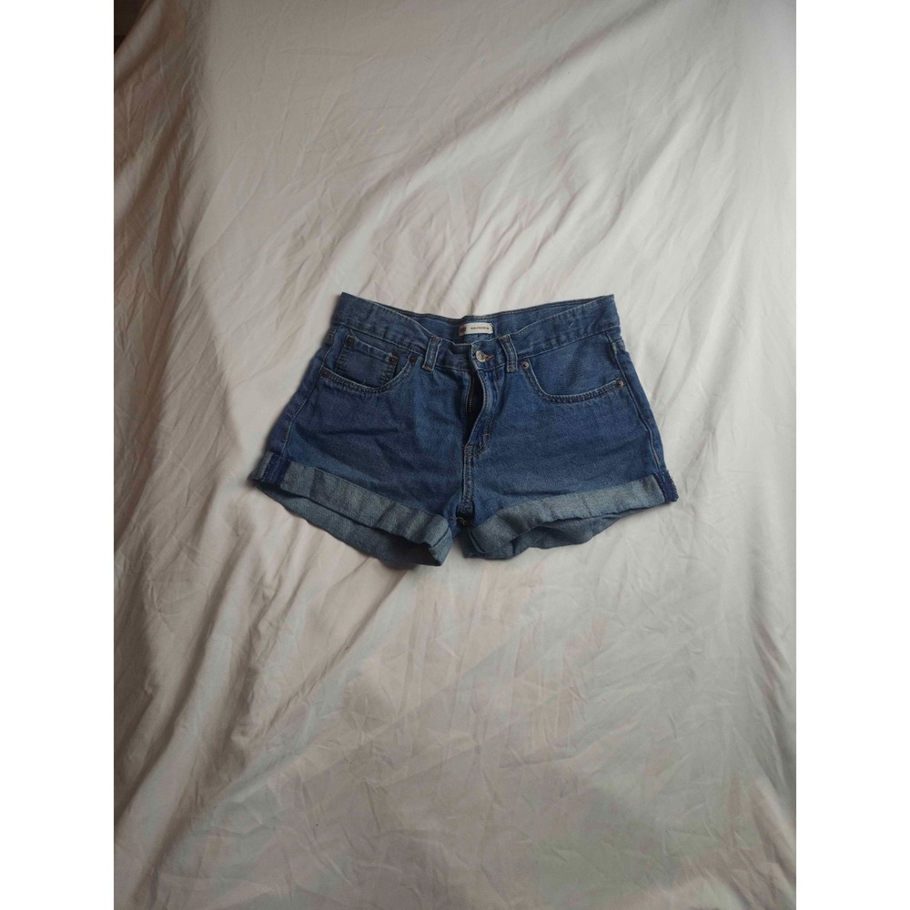Levi's Girlfriend Shorts Girls Blue Denim Jeans Cuffed‎ Pockets Casual Dark Wash